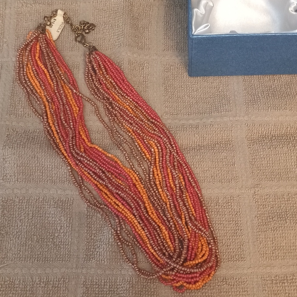 Warm Tone Beaded Necklace Multi Strand.Nwt - Picture 7 of 16